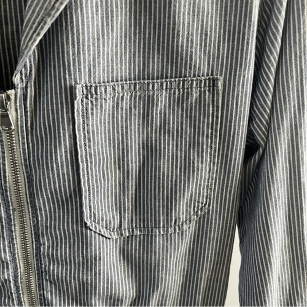 Adriano Goldschmied Rochelle Romper Chambray Stripe Blue Zipper front Small NWOT - Picture 9 of 16